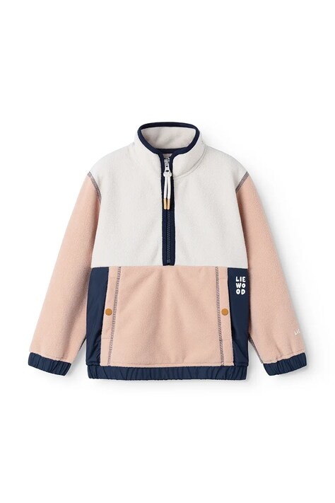 Liewood Bluza polarowa dziecięca Wynn Fleece Half Zip Shirt różowa LW20904