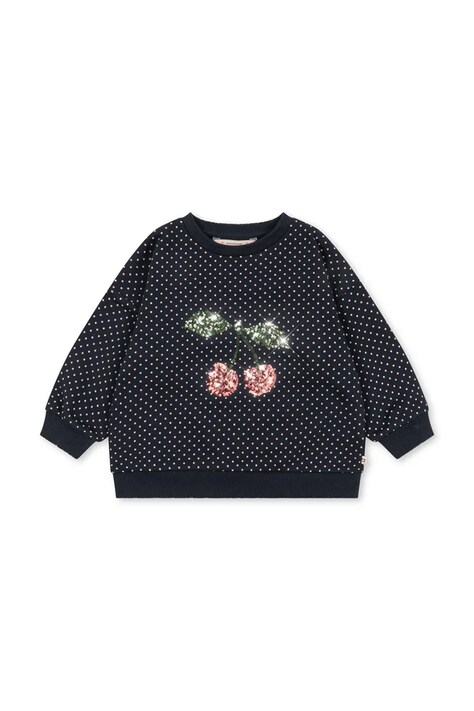 Konges Sløjd Bluza dziecięca z bawełną LOU DOT SEQUIN SWEAT SHIRT GOTS czarna KS106113