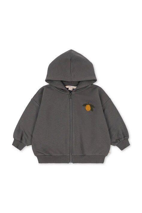 Konges Sløjd Bluza rozpinana z kapturem dziecięca z bawełną LOU SWEAT ZIP HOOD GOTS szara KS106108
