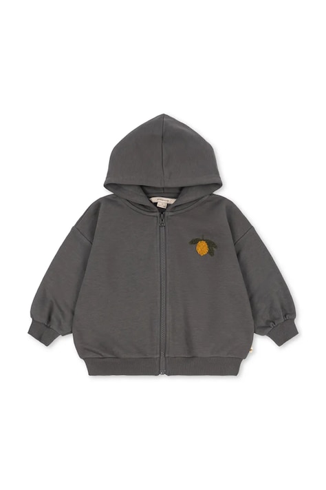 Konges Sløjd Bluza rozpinana z kapturem dziecięca z bawełną LOU SWEAT ZIP HOOD GOTS szara KS106108