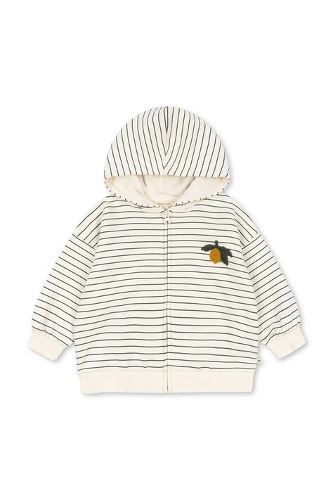 Konges Sløjd mikina na zips s kapucňou detská s bavlnou AMIO SWEAT ZIP HOOD OCS biela KS105881