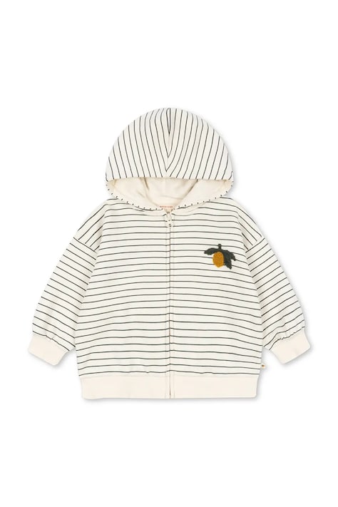 Konges Sløjd mikina na zips s kapucňou detská s bavlnou AMIO SWEAT ZIP HOOD OCS biela KS105881