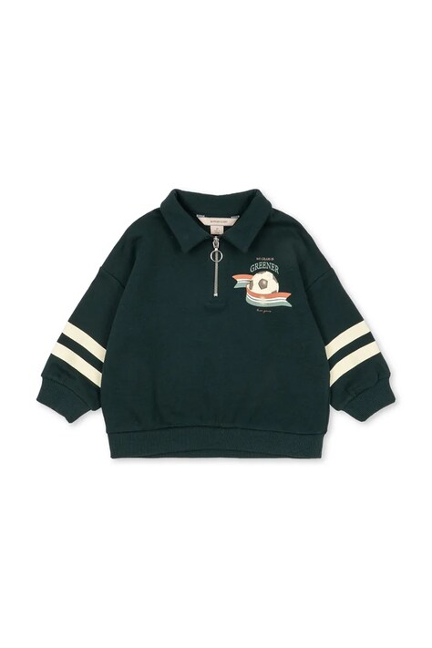 Konges Sløjd Melegítőfelső gyerek pamut LOUPY HALF ZIP POLO OCS zöld KS107613
