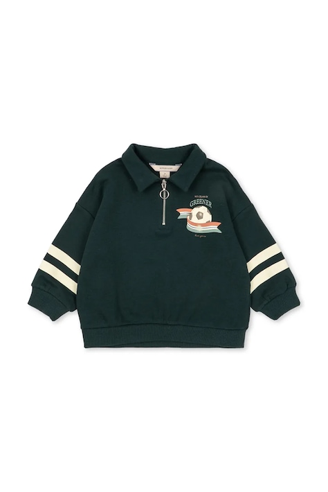 Konges Sløjd Bluza dziecięca bawełniana LOUPY HALF ZIP POLO OCS zielona KS107613