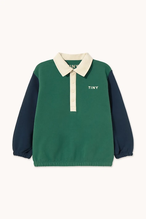 Tinycottons tričko s dlouhým rukávem dětské bavlněné COLOR BLOCK POLO SLEEVE TEE zelené AW26-473