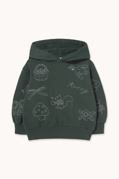 Tinycottons Dukserica sa kapuljačom za djecu od pamuka TINY APPLES HOODIE zelena AW26-446