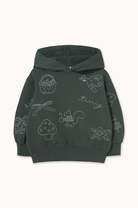 Tinycottons Bluza z kapturem dziecięca bawełniana TINY APPLES HOODIE zielona AW26-446