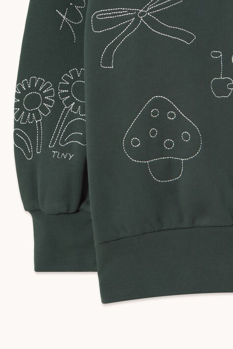 Tinycottons Bluza z kapturem dziecięca bawełniana TINY APPLES HOODIE zielona AW26-446