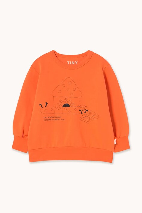Tinycottons gyerek pamut melegítőfelső LIBRARY GRAPHIC SWEATSHIRT narancssárga AW26-429