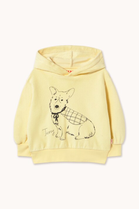 Tinycottons Bluza z kapturem dziecięca bawełniana TINY CORGI GRAPHIC HOODIE żółta AW26-439