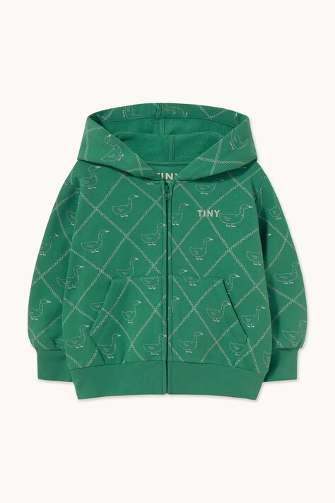 Tinycottons cipzáras melegítőfelső kapucnival gyerek pamut GEESE HOODIE zöld AW26-338