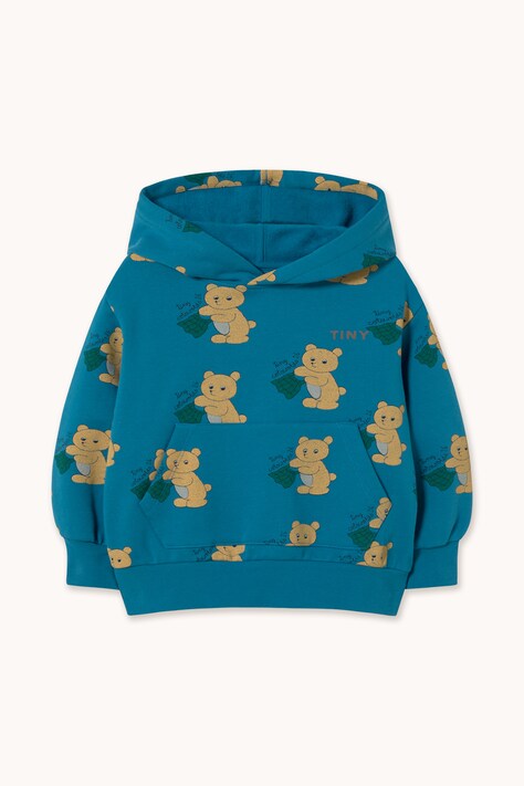 Tinycottons Bluza z kapturem dziecięca bawełniana BEARS HOODIE niebieska AW26-344