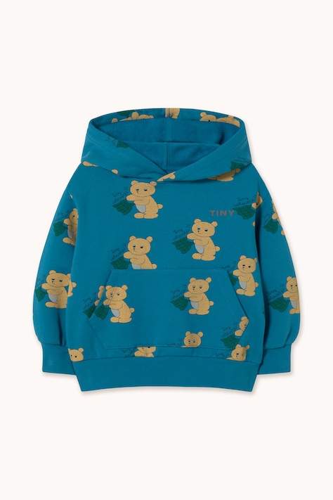 Tinycottons Bluza z kapturem dziecięca bawełniana BEARS HOODIE niebieska AW26-344
