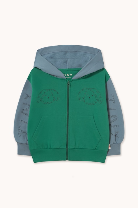 Tinycottons Bluza z kapturem dziecięca bawełniana CURLY DOG COLOR BLOCK HOODIE zielona AW26-443