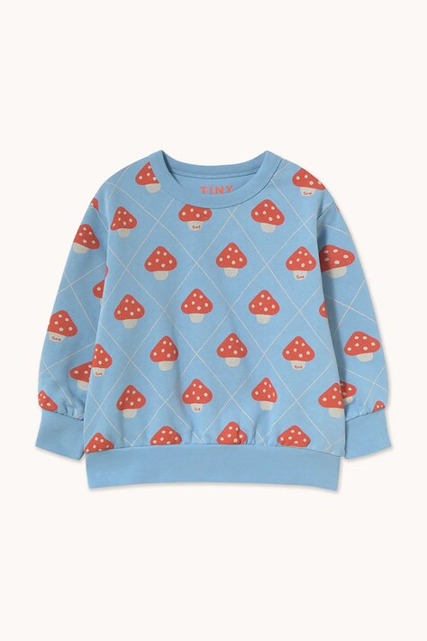 Tinycottons melegítőfelső gyerek pamut MUSHROOMS SWEATSHIRT kék AW26-335