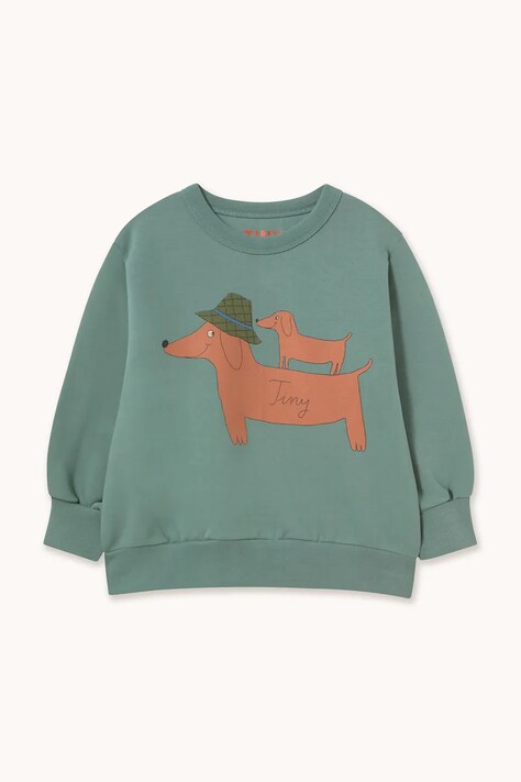 Tinycottons gyerek pamut melegítőfelső TWO DOGS GRAPHIC SWEATSHIRT türkiz AW26-438