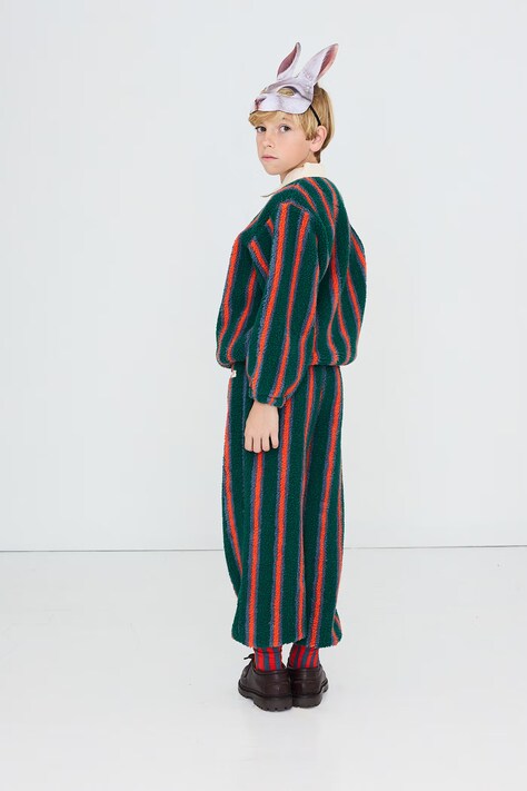 Tinycottons Bluza dziecięca MULTICOLOR STRIPES SHERPA COLLAR SHERPA COLLAR SWEATSHIRT zielona AW26-244