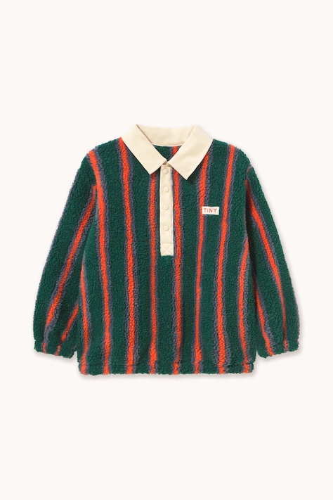 Tinycottons Hanorac pentru copii MULTICOLOR STRIPES SHERPA COLLAR SWEATSHIRT verde AW26-244