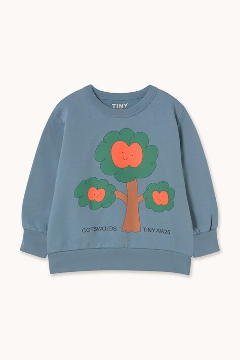 Tinycottons melegítőfelső gyerek pamut TREE GRAPHIC SWEATSHIRT kék AW26-433