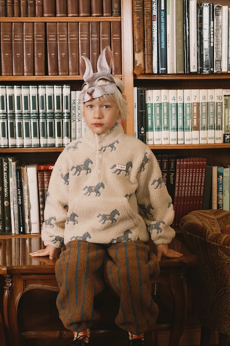 Tinycottons Μπλούζα με κουκούλα παιδική HORSES SHERPA SWEATSHIRT μπεζ AW26-249