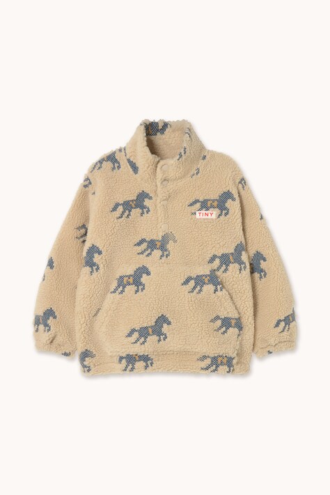 Tinycottons Bluza z kapturem dziecięca HORSES SHERPA SWEATSHIRT beżowa AW26-249
