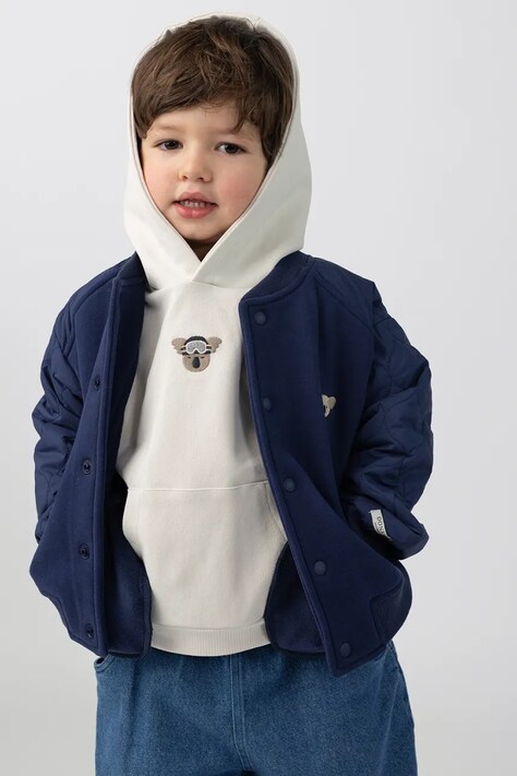 Donsje hanorac cu glugă pentru copii din bumbac cu elastan Herps Hoodie Ski Koala alb 4124902