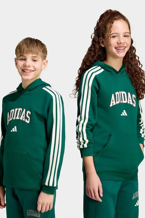 adidas bluza z kapturem dziecięca z bawełną zielona KE1636