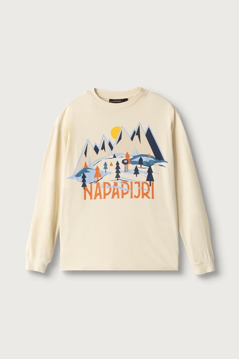 Napapijri Longsleeve dziecięcy bawełniany S-ELLIS LS beżowy NP0A8BJKN5E1