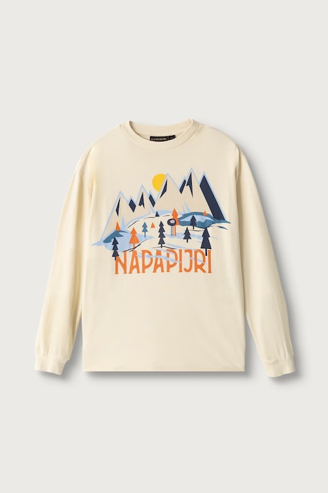 Napapijri Longsleeve dziecięcy bawełniany S-ELLIS LS beżowy NP0A8BJKN5E1