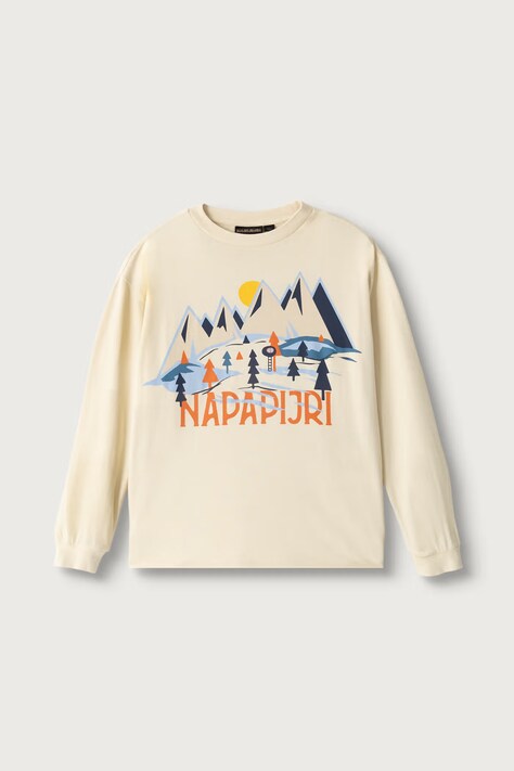 Napapijri Longsleeve dziecięcy bawełniany S-ELLIS LS beżowy NP0A8BJKN5E1