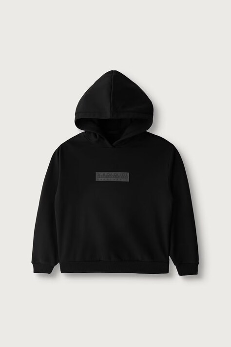Napapijri Bluza z kapturem dziecięca z bawełną B-NEW BOX LOGO H W czarna NP0A8BA99411