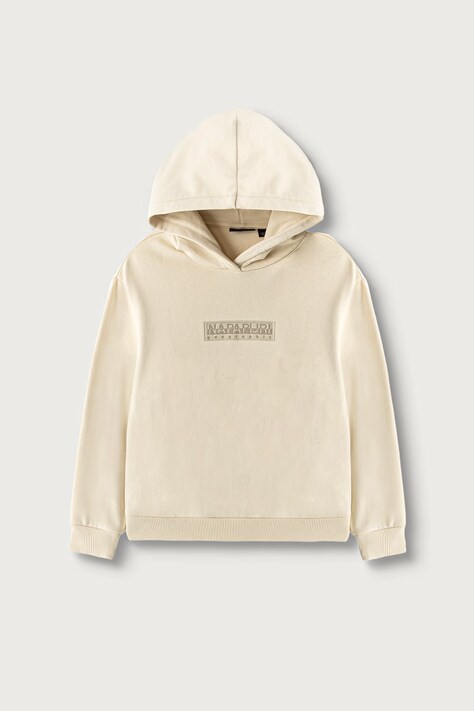Napapijri Bluza z kapturem dziecięca z bawełną B-NEW BOX LOGO H W beżowa NP0A8BA9N5E1