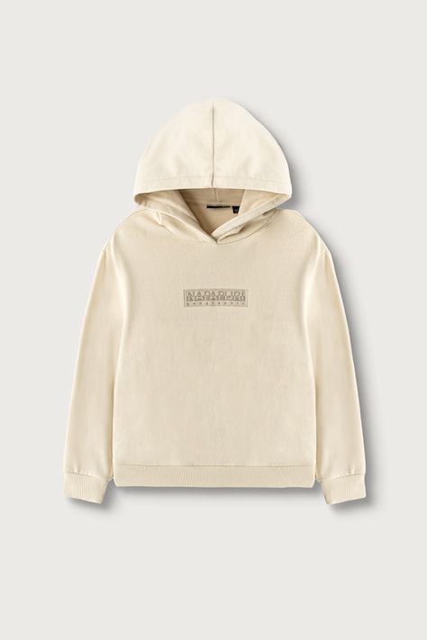 Napapijri Bluza z kapturem dziecięca z bawełną B-NEW BOX LOGO H W beżowa NP0A8BA9N5E1
