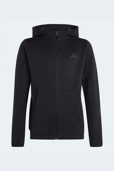 adidas Dukserica na zakopčavanje za djecu s pamukom crna KR6639