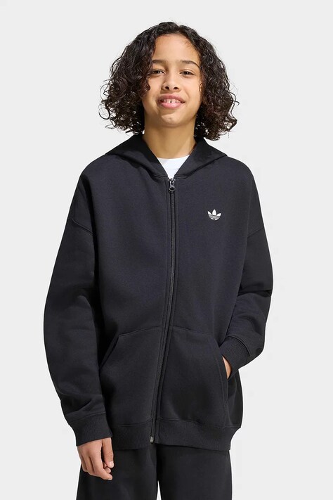 adidas Originals кофта, яка розстібається, з капюшоном дитяча з бавовною — AW26-BLKZZ8, чорний — фото 4
