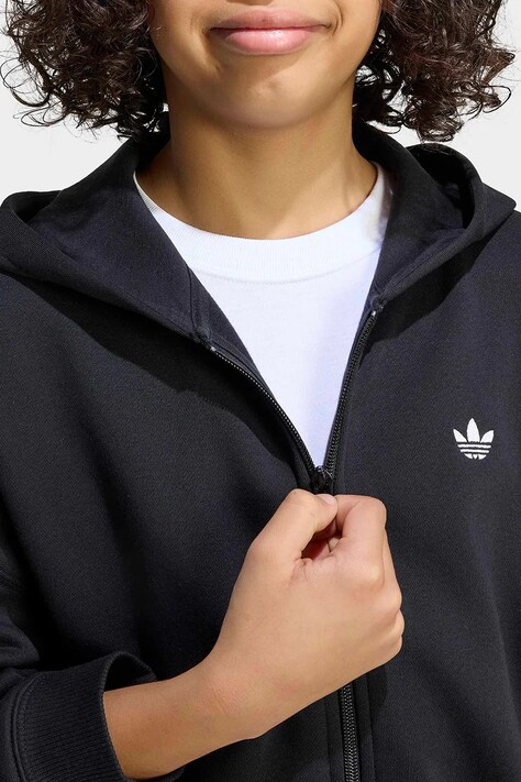 adidas Originals кофта, яка розстібається, з капюшоном дитяча з бавовною — AW26-BLKZZ8, чорний — фото 8