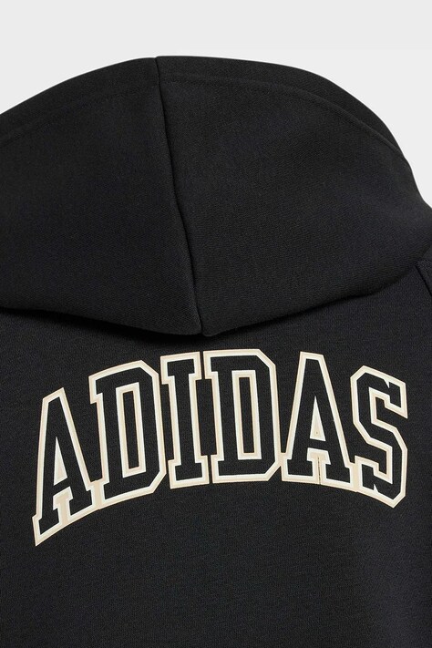 adidas μπλούζα με κουκούλα και κουμπιά παιδική με βαμβάκι μαύρη KS5138