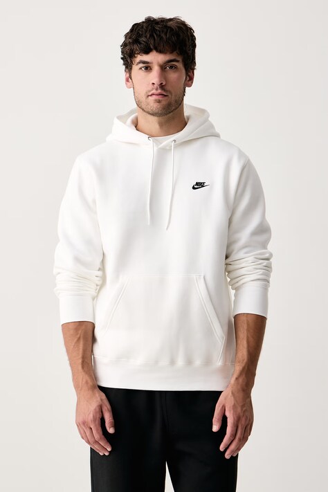 Nike Sportswear Felpa con cappuccio da uomo con cotone Club bianca FN3859.100
