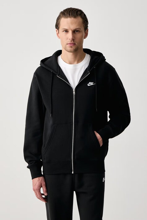 Nike Sportswear Bluza rozpinana z kapturem damska z bawełną Club czarna FN3861.010