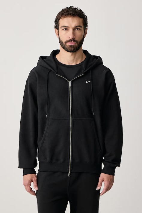 Nike Sportswear Bluza rozpinana z kapturem męska z bawełną Solo Swoosh czarna HV1084.010