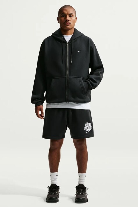Nike Sportswear Bluza rozpinana z kapturem męska z bawełną Solo Swoosh czarna HV1084.010