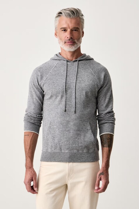 MC2 Saint Barth Bluza z kapturem męska z wełny merino szara WILB003