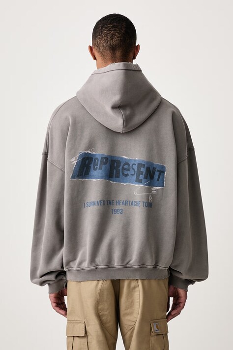 Represent Bluza z kapturem bawełniana męska szara MLM101070