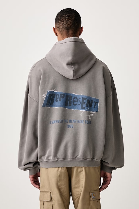 Represent Bluza z kapturem bawełniana męska szara MLM101070