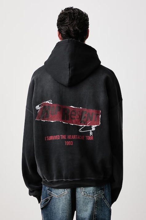 Represent Bluza z kapturem bawełniana męska czarna MLM101070