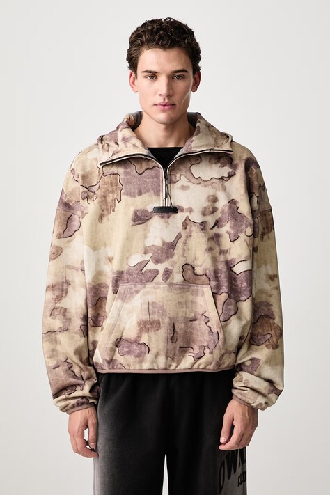 Represent Bluza z kapturem bawełniana męska beżowa MLM100997