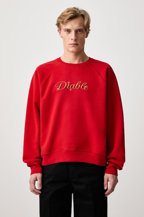 Willy Chavarria DIABLO RAGLAN STANDARD sweatshirt cotton Men's red MUJSW021.064N