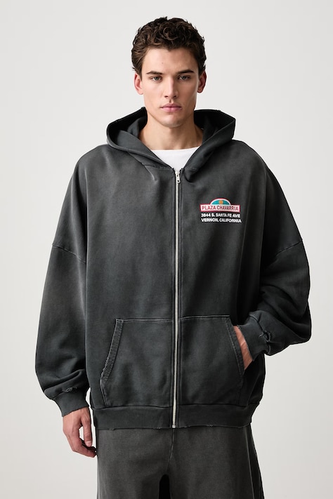 Willy Chavarria PLAZA CHAVARRIA ZIP HOOLIGAN zip-up hoodie cotton men's gray MUJSW017.063N