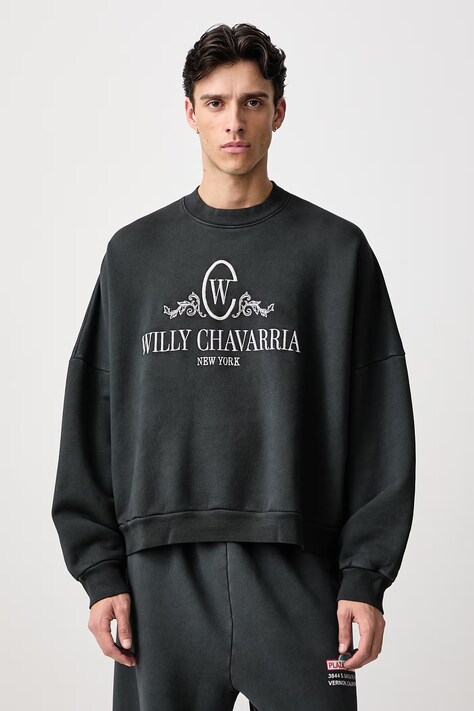 Willy Chavarria OS CHAVANTINO HOOLIGAN hanorac din bumbac pentru bărbați negru MUJSW011.064N