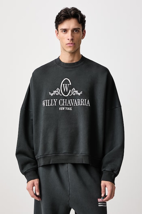 Willy Chavarria OS CHAVANTINO HOOLIGAN hanorac din bumbac pentru bărbați negru MUJSW011.064N